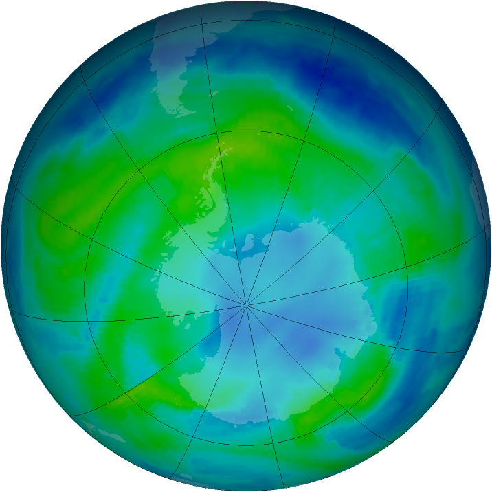 Antarctic ozone map for 26 April 1997